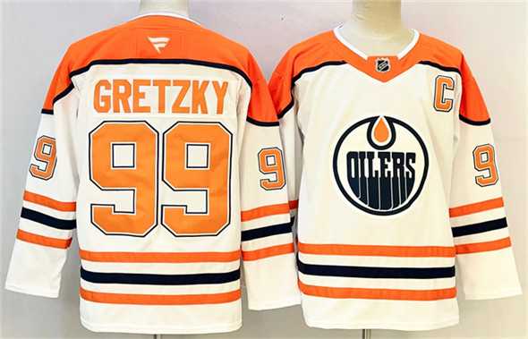 Men%27s Edmonton Oilers #99 Wayne Gretzky White Orange 2024-25 With C Patch Heritage Classic Primegreen Stitched Jersey->los angeles kings->NHL Jersey